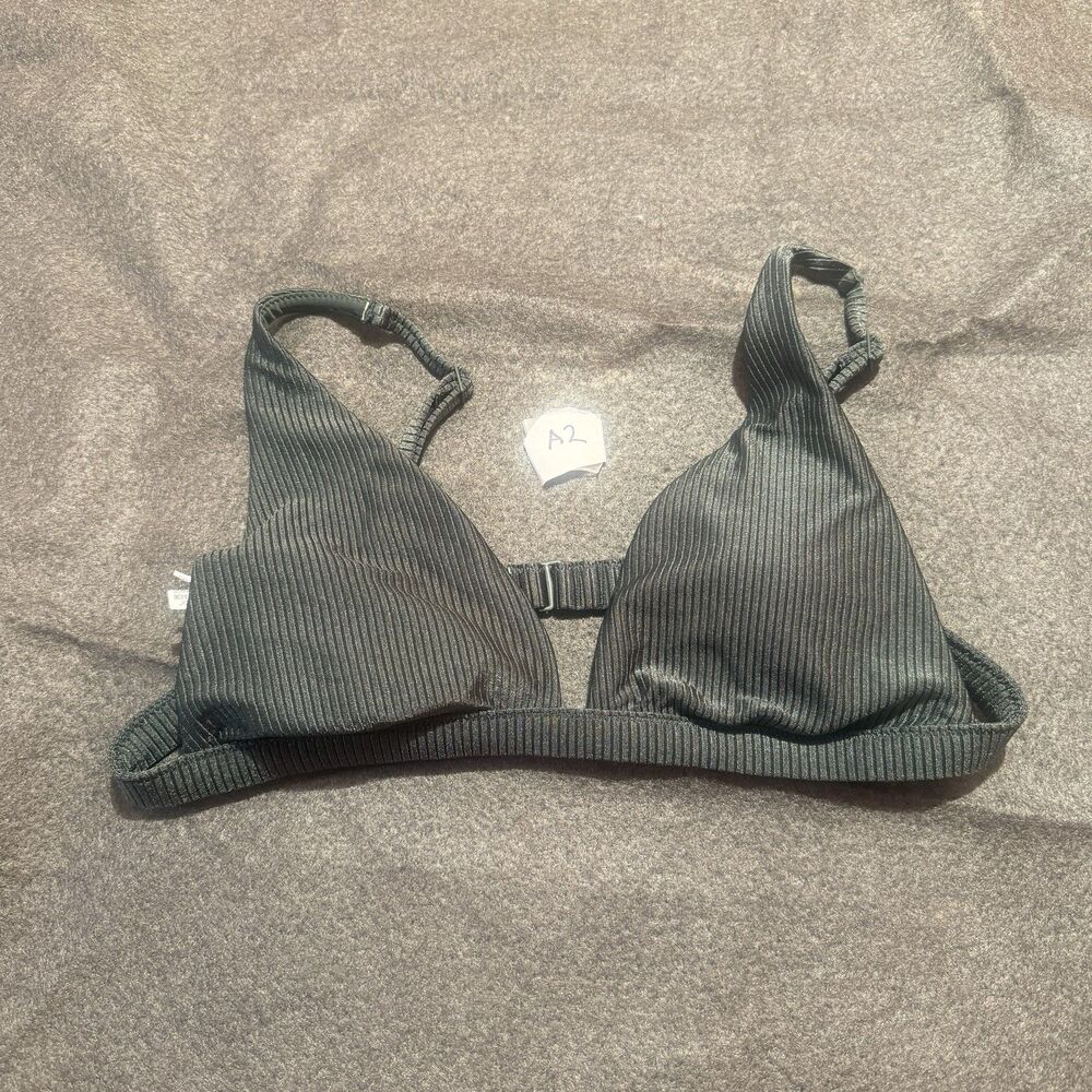 Aerie Womens Bra M Medium Dark Green Triangle Bralette Ribbed